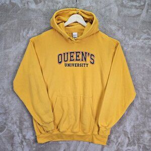 Queen's University Hoodie Yellow College Sweatshirt Hooded Pullover Mens Size XL